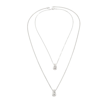 Silvertone Drop Pendant Necklace Set