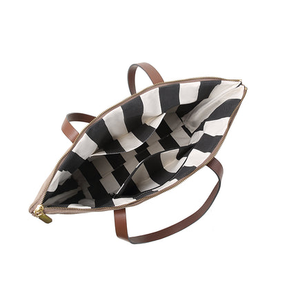 Harriet Tote Bag | Black Washed Canvas + Brown Leather