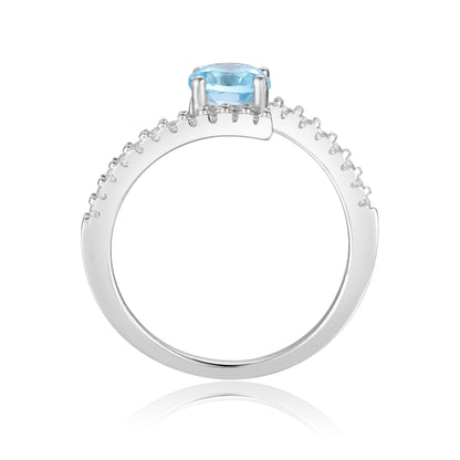 Natural Blue Topaz Solitiare Ring