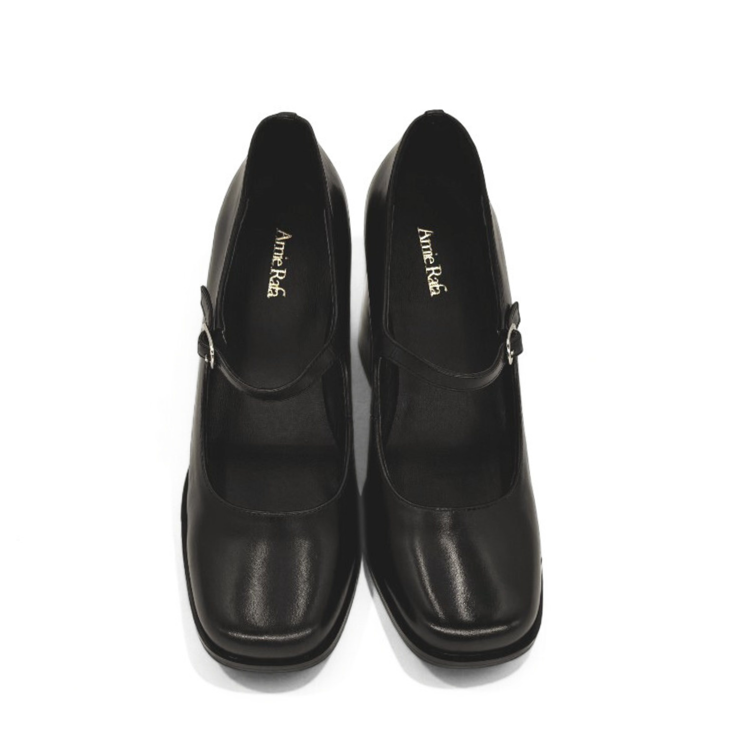Jackie Leather Mary Jane Heels - Black