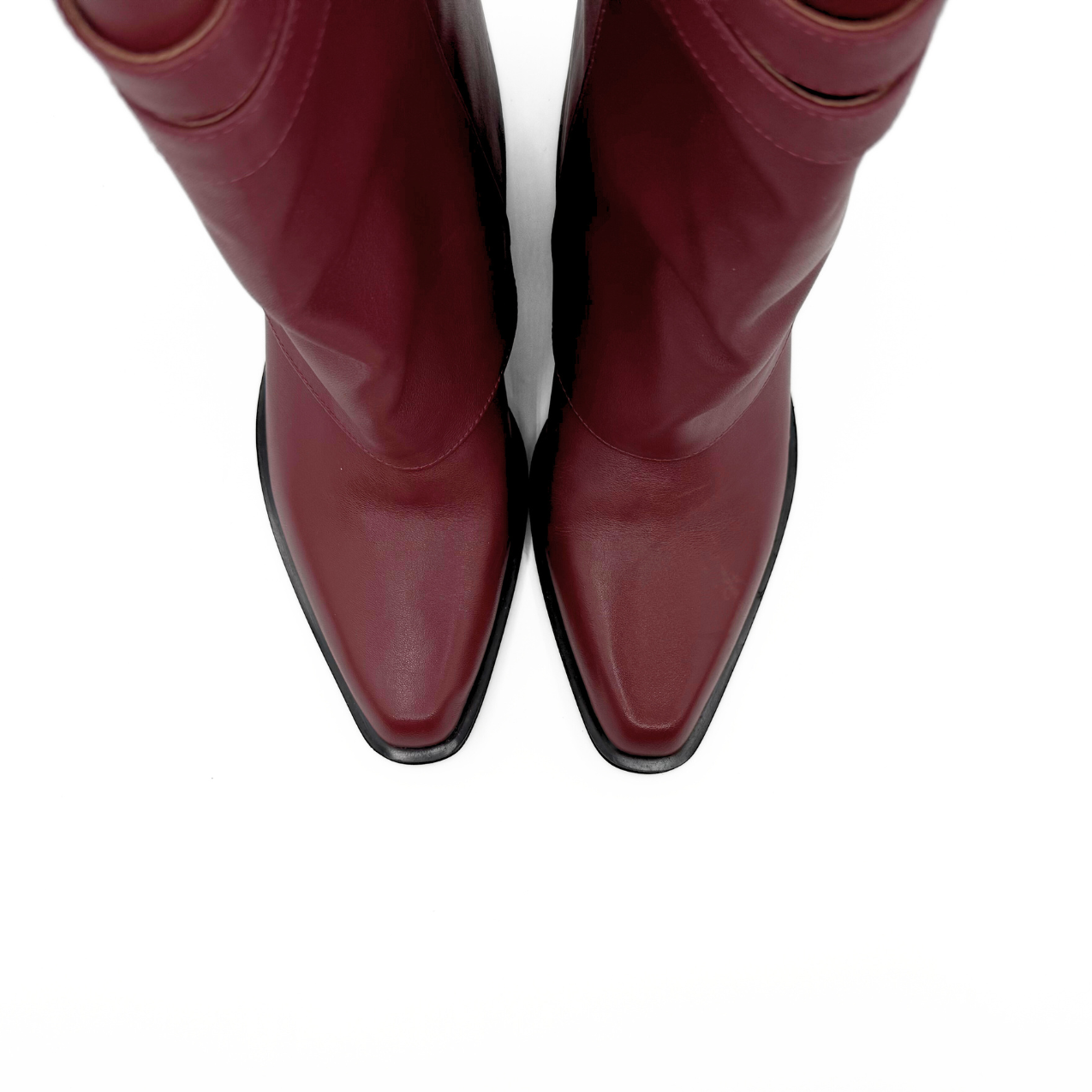 Alma Foldover Leather Boots - Burgundy