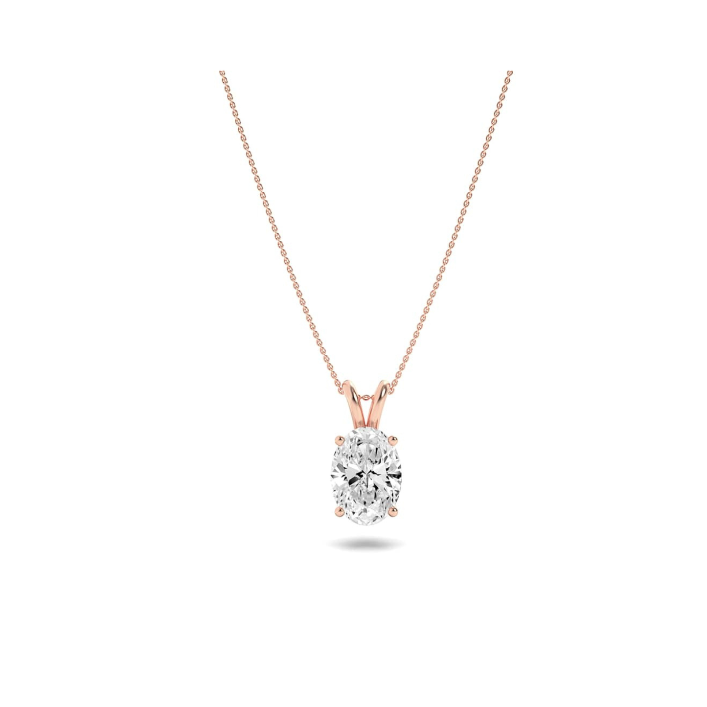 3.0 Ct Oval Lab Grown Diamond (F/VS) Prong 14K Rose Gold Split Bale Solitaire Pendant Necklace