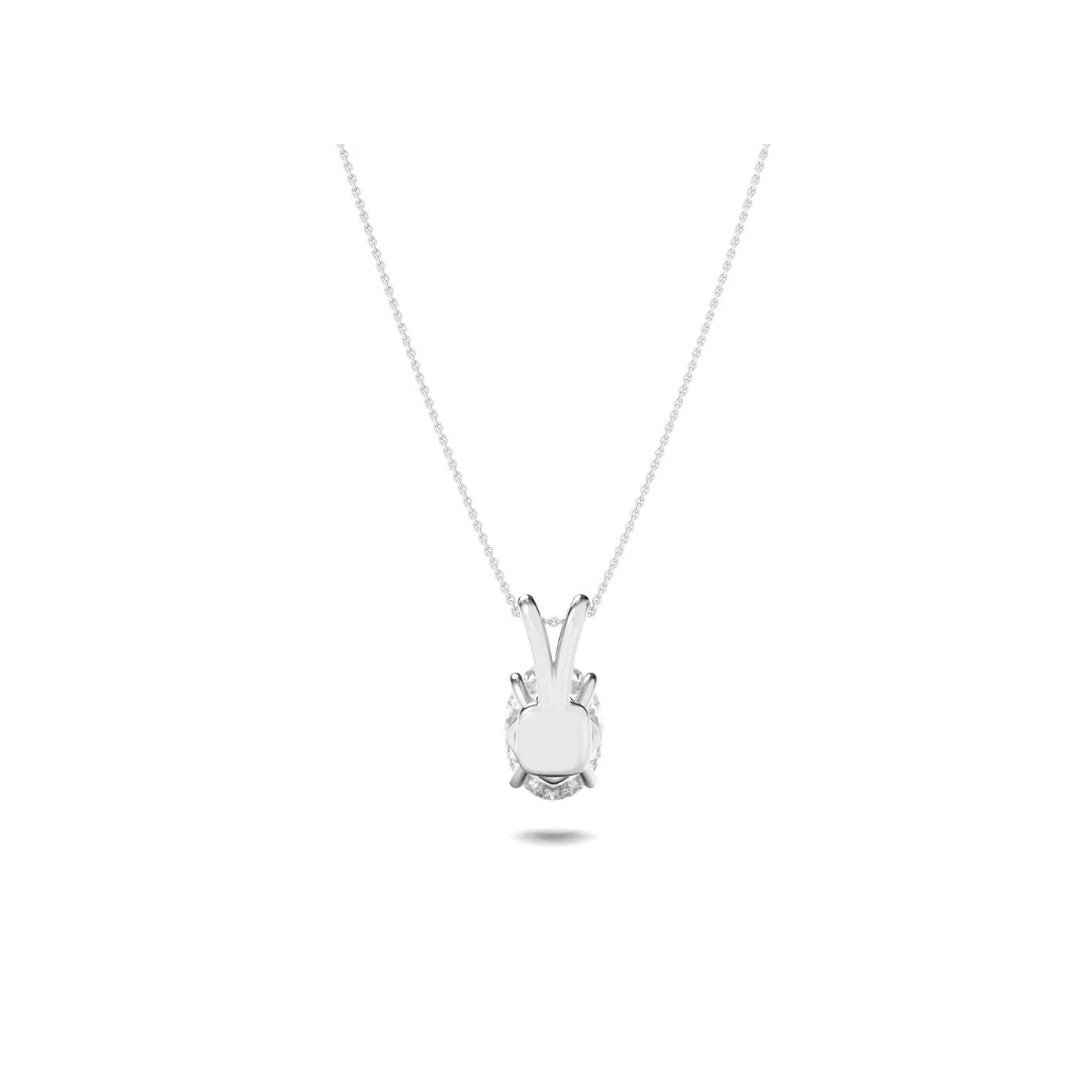 Oval Lab Grown Diamond (F/VS) Prong 14K White Gold Split Bale Solitaire Pendant Necklace