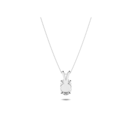 Oval Lab Grown Diamond (F/VS) Prong 14K White Gold Split Bale Solitaire Pendant Necklace