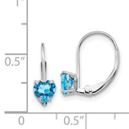 14k Gold Heart Gemstone Leverback Earrings