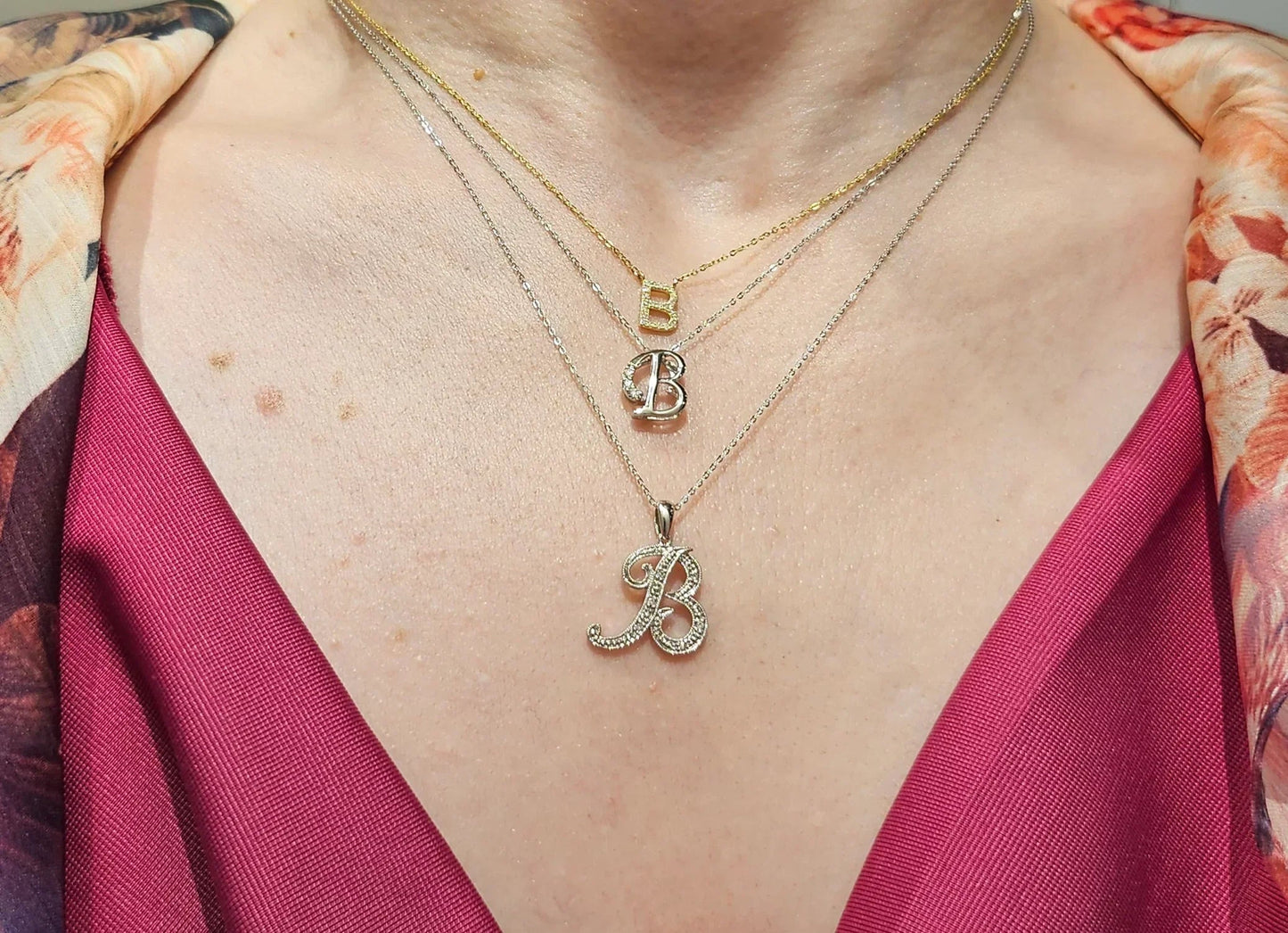 10K Gold Mini Diamond Initials Necklace