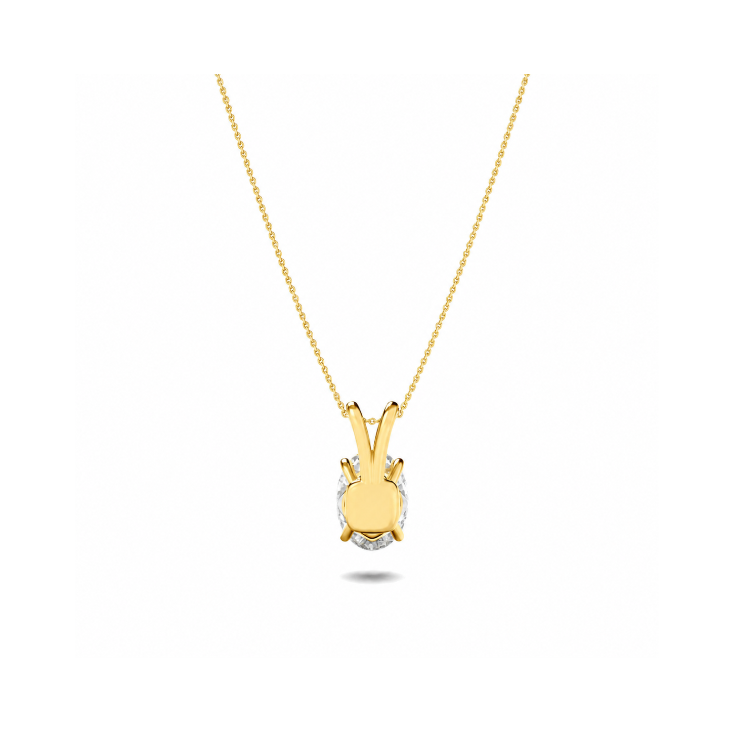 1.0 Ct Oval Lab Grown Diamond (F/VS) Prong 14K Yellow Gold Split Bale Solitaire Pendant Necklace
