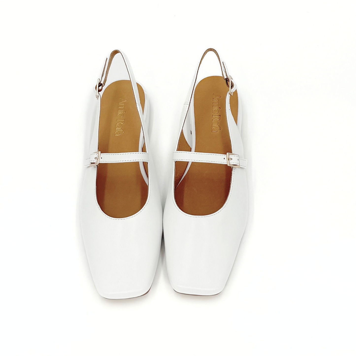 Athena Mary Jane Flats - White