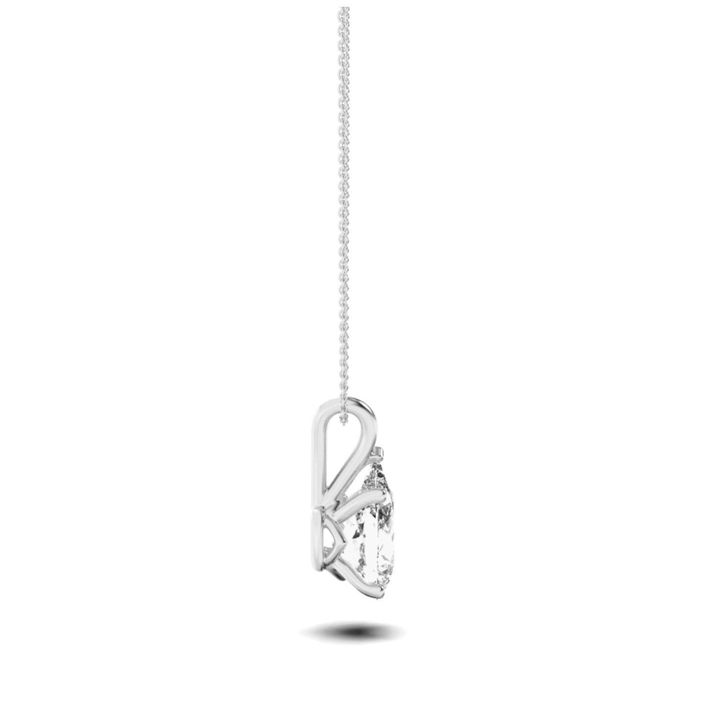 Pear (F/VS) Lab Grown Diamond Prong 14K White Gold Split Bale Solitaire Pendant Necklace
