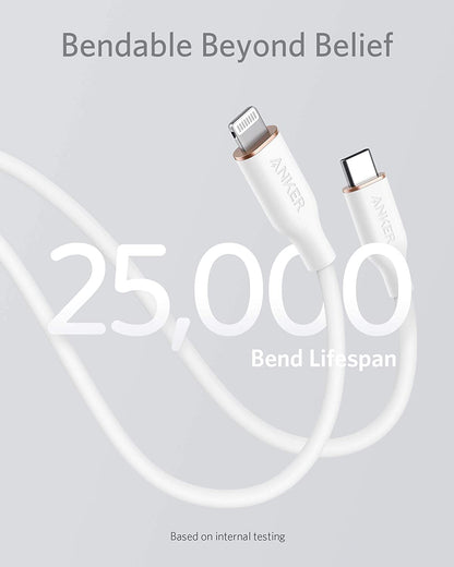 Anker <b>641</b> USB-C to Lightning Cable (Flow, 3 ft Silicone)