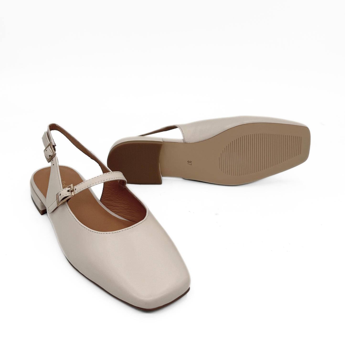 Athena Mary Jane Flats - Bone