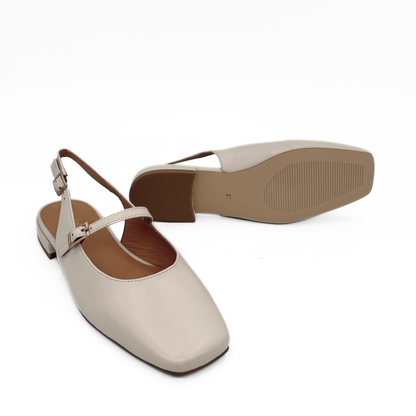 Athena Mary Jane Flats - Bone