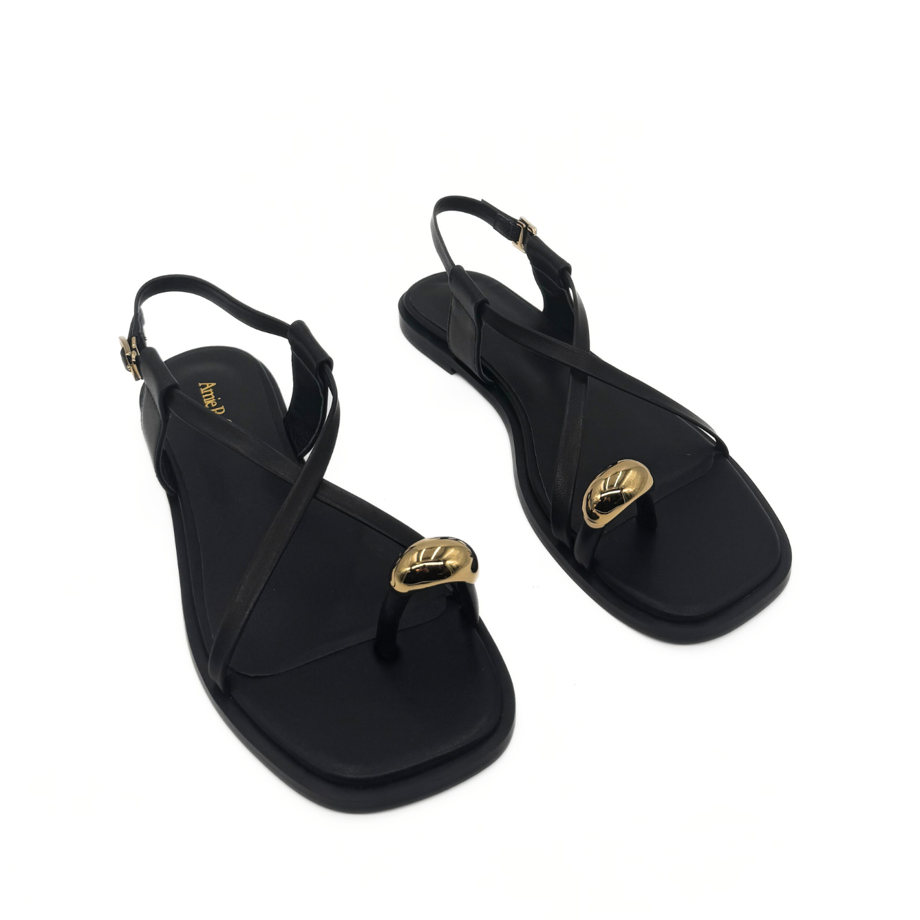Laney Strappy Gold Toe Sandals - Black