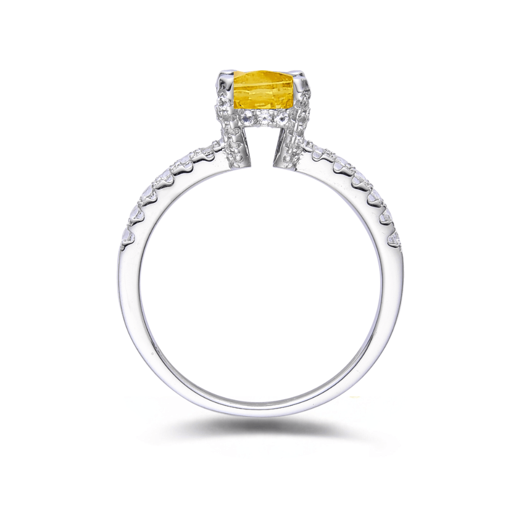 2 Ct Round Yellow Sapphire Prong Rhodium over Silver Solitaire Ring