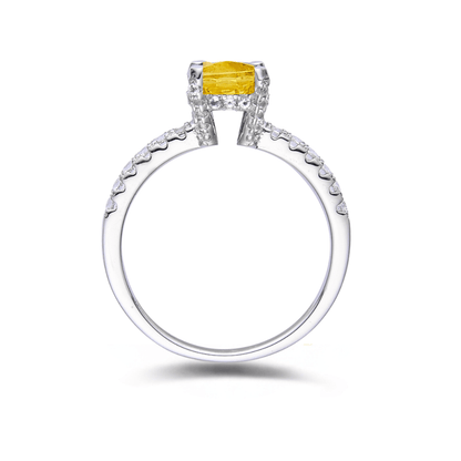2 Ct Round Yellow Sapphire Prong Rhodium over Silver Solitaire Ring