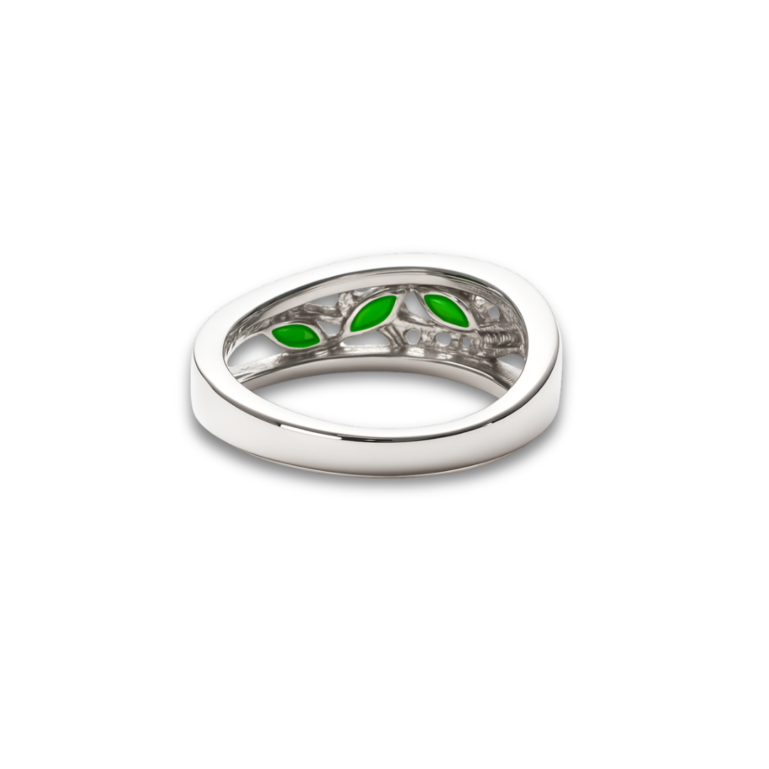 0.93 Ct Marquise Natural Green Chrome Diopside Prong Sterling Silver Eternity Band Ring