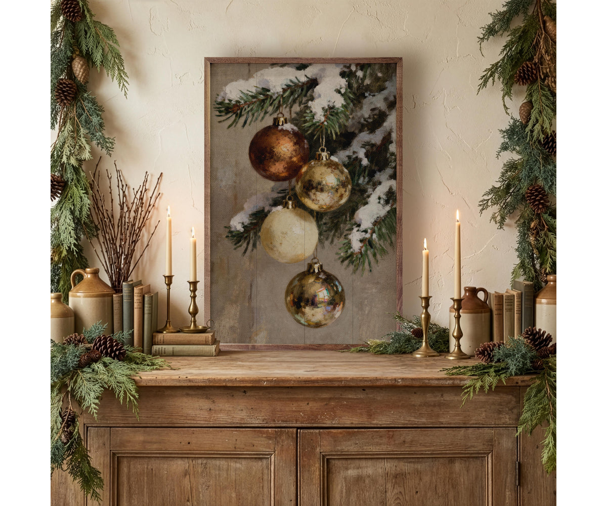 Kendrick Home Four Gold And Brown Ornaments