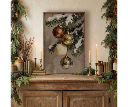 Kendrick Home Four Gold And Brown Ornaments
