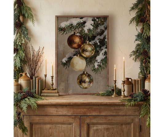Kendrick Home Four Gold And Brown Ornaments