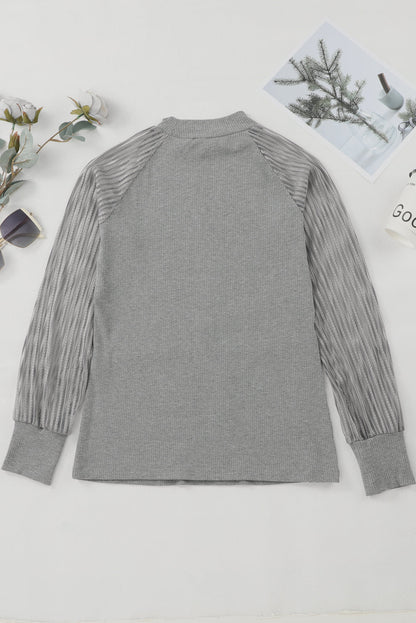 Threaded Pear Elizabeth Crewneck Ribbed top Long Sleeve Top