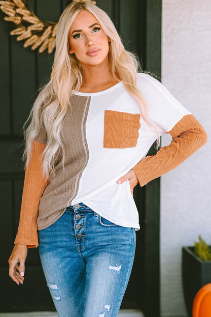 Threaded Pear Emily Textured Knit top Long Sleeve Top