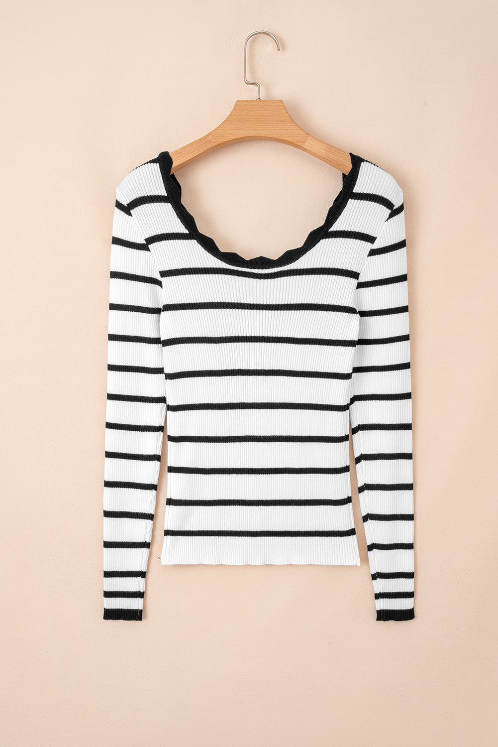 Threaded Pear Sutton Striped Ribbed Slim Sweater