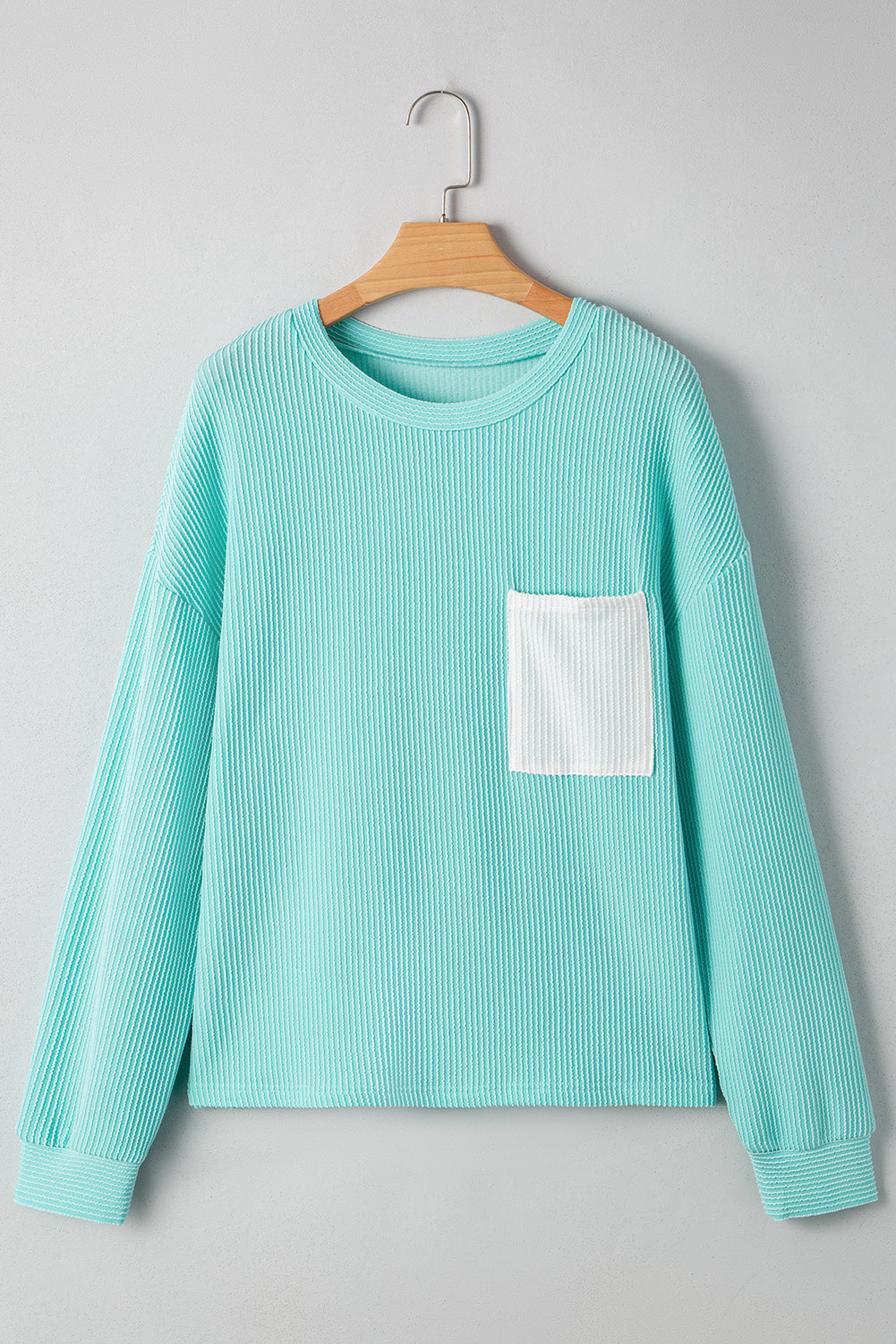 Threaded Pear Willa Texture Contrast Patched Long Sleeve Top