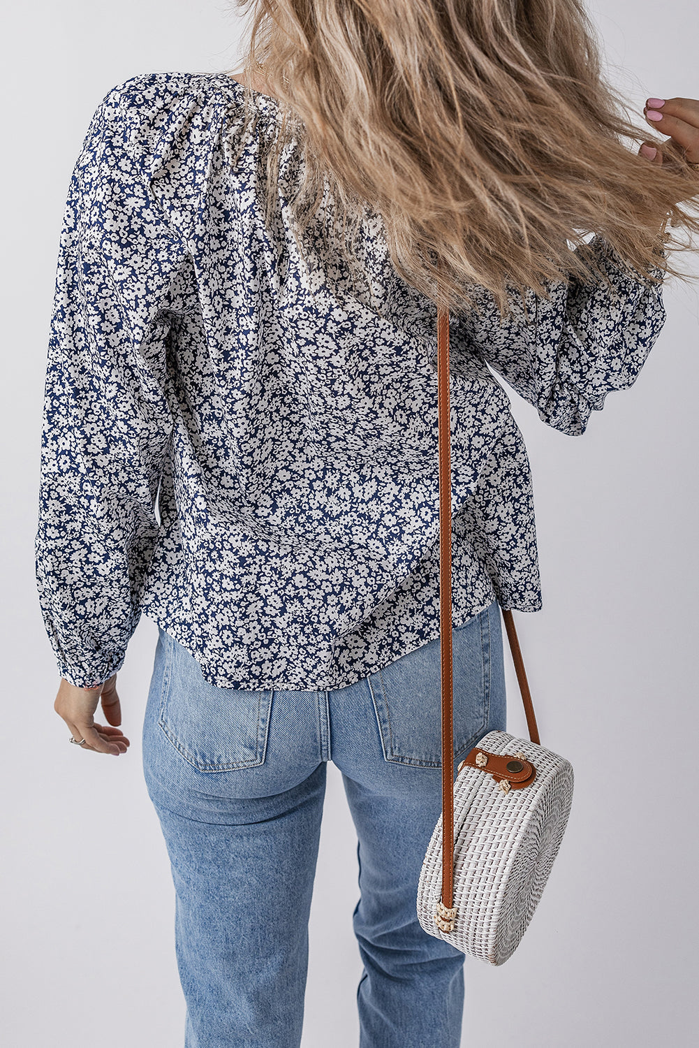 Threaded Pear Amelie Notched Puff Sleeve Blouse