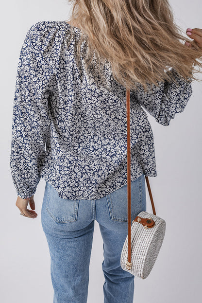 Threaded Pear Amelie Notched Puff Sleeve Blouse