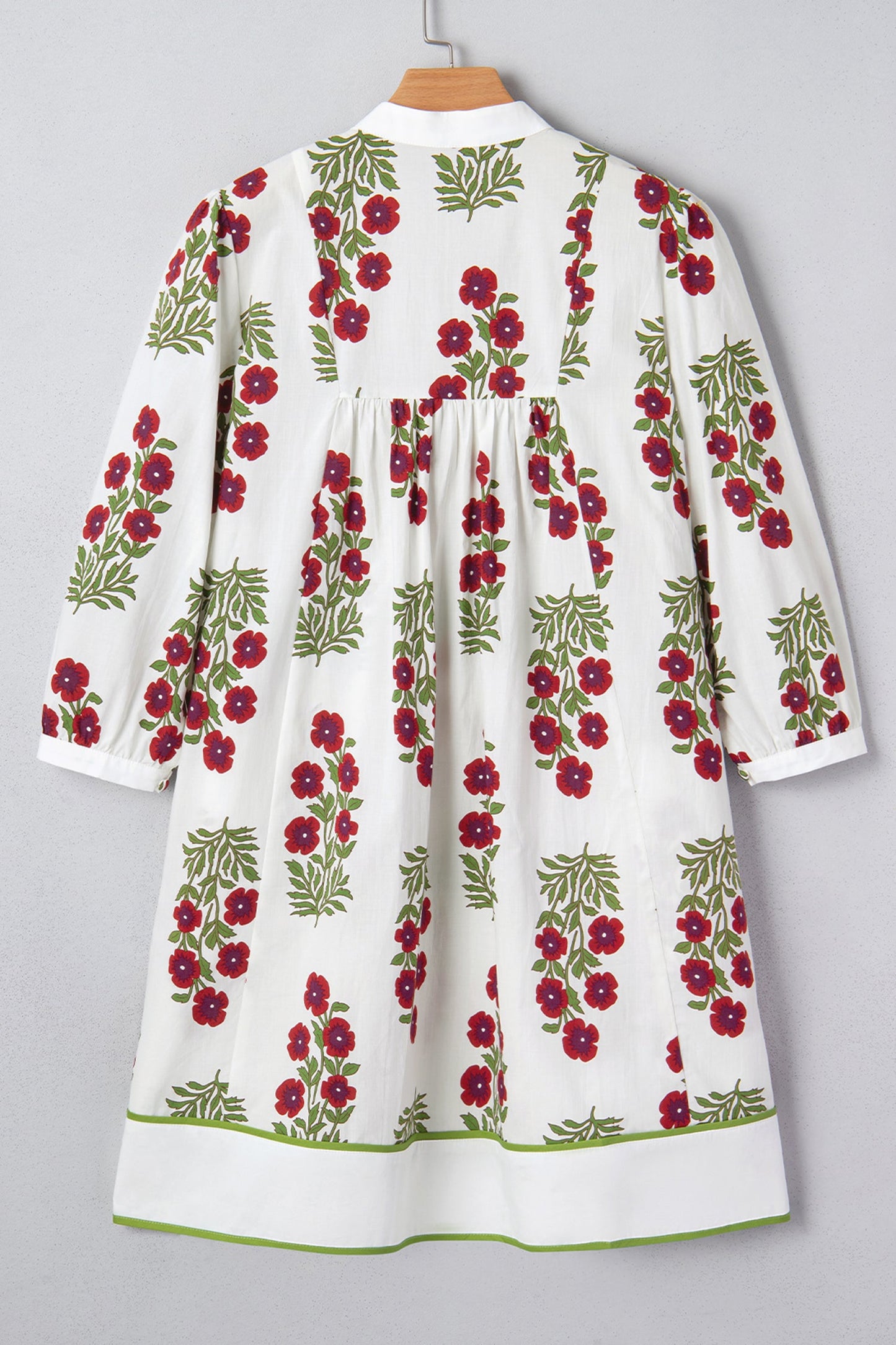 Threaded Pear Halo Sleeve Loose Floral Dress
