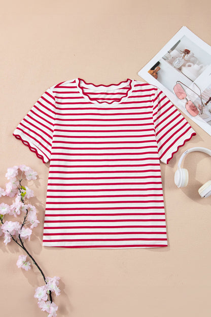 Threaded Pear Royalty Scalloped Trim T Shirt