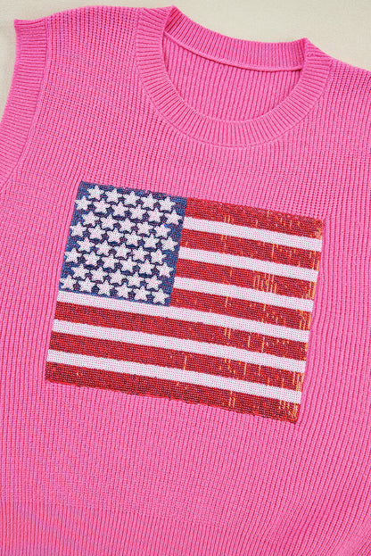 Threaded Pear Grace american Flag Knitted Vest