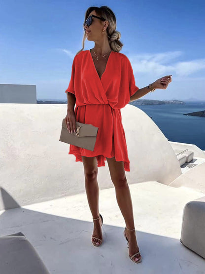 Satin Loose Midi Dress – Relaxed Fit Casual Vacation Dress