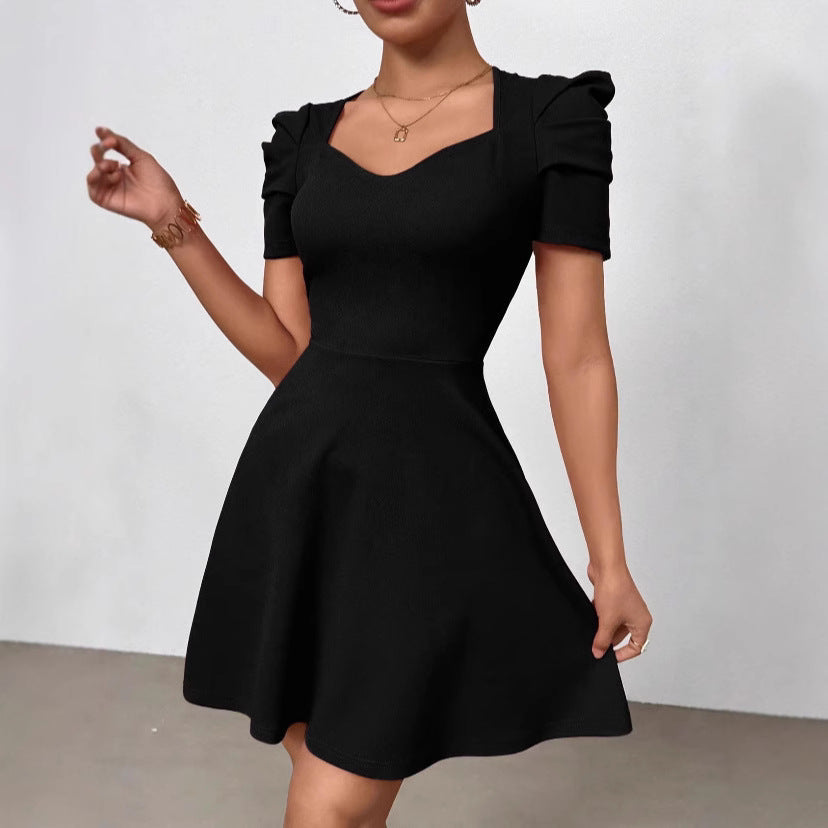 Women's Boat Neck High-Waist Mini Dress – Zipper Patchwork – Zulily