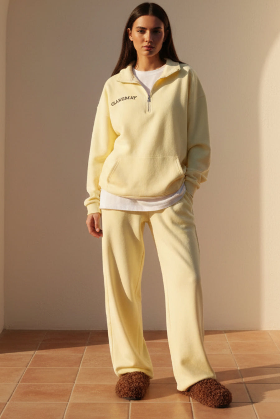 Women's Embroidered Half-Zip Sweatshirt & Jogger Pants Set