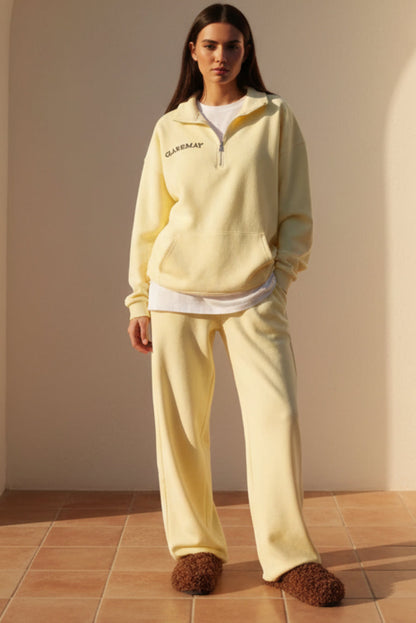 Women's Embroidered Half-Zip Sweatshirt & Jogger Pants Set