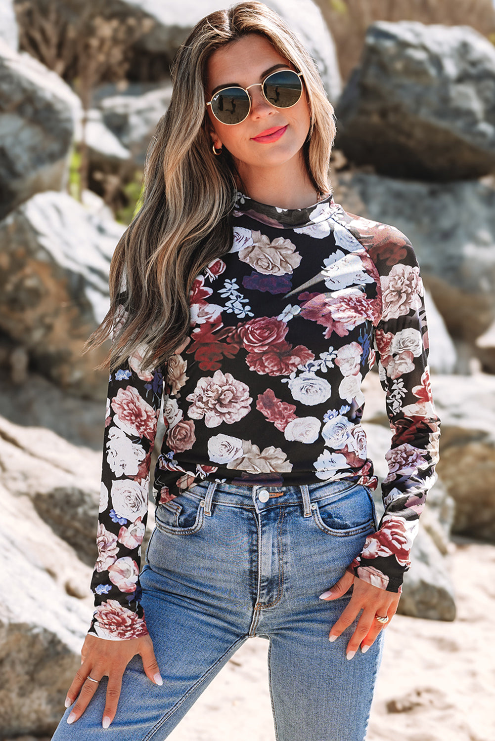 Threaded Pear Robin Sleeve Slim top Long Sleeve Top