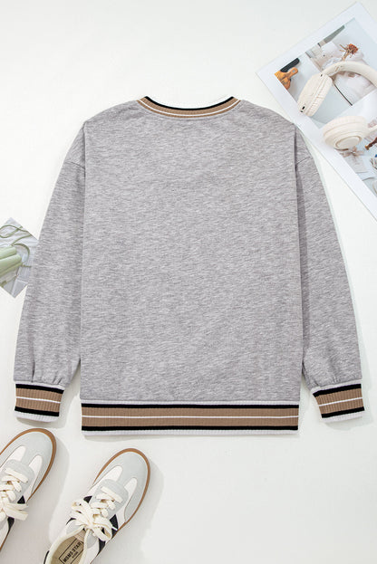Threaded Pear Harlee Contrast Striped Trim Sweatshirt