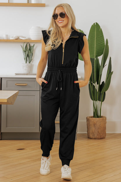 Threaded Pear Azariah Drawstring Elastic Waistband Jumpsuit