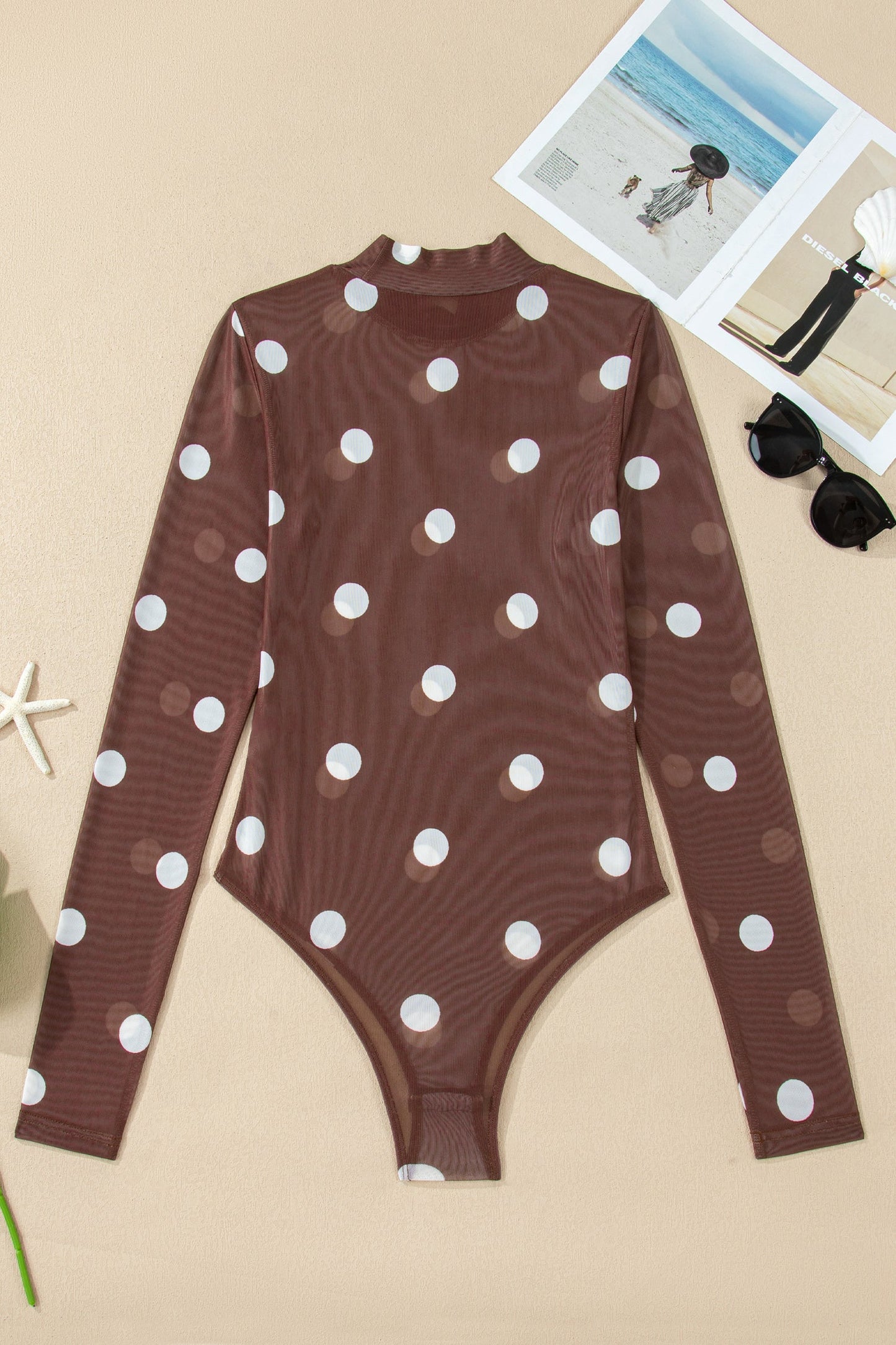 Threaded Pear Eliana Mesh Long Sleeve Bodysuit