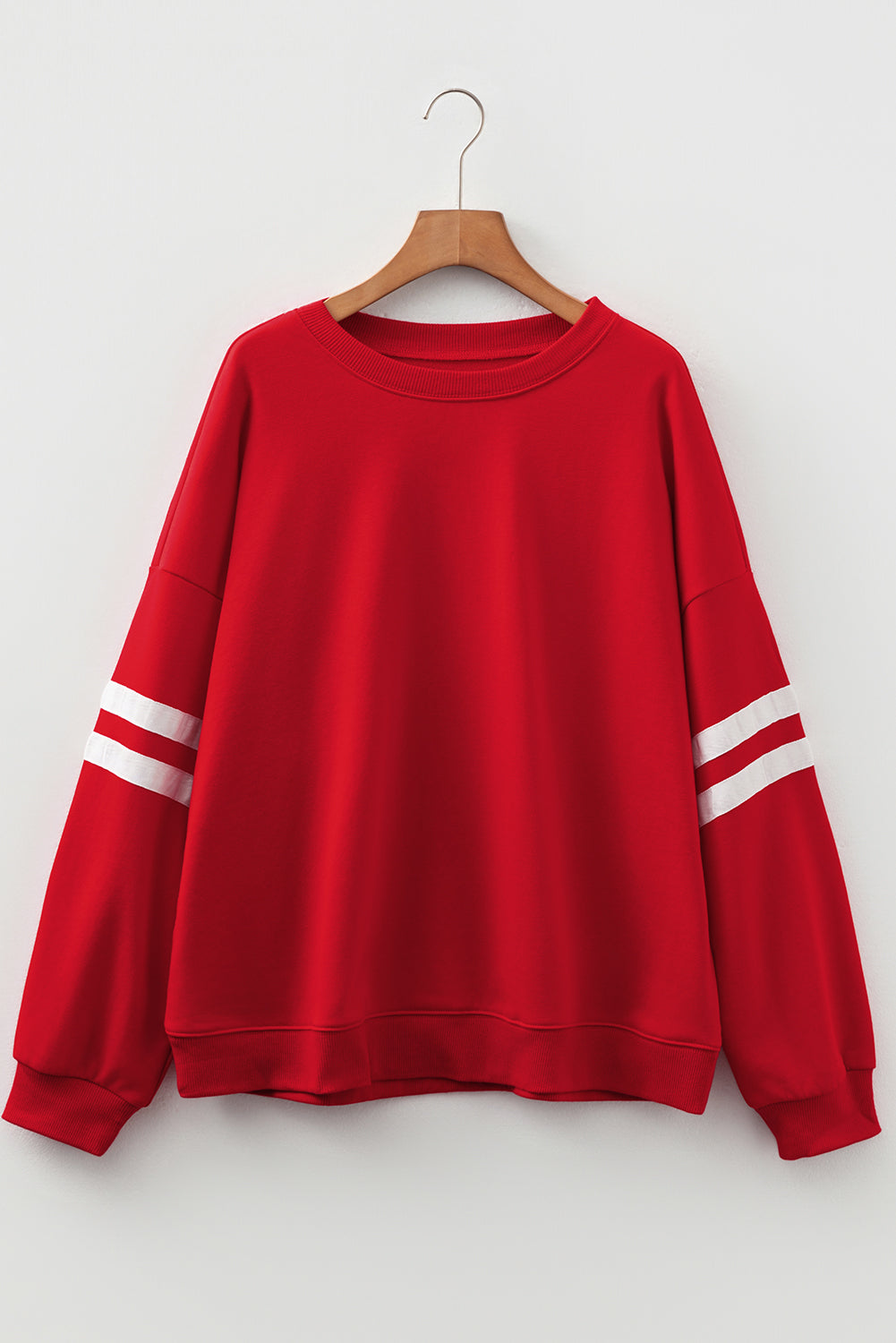 Sophia Varsity Striped Detail Sweatshirt - Light Gray / 1X - 14W-16W