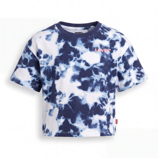 Blue and white tie-dye-