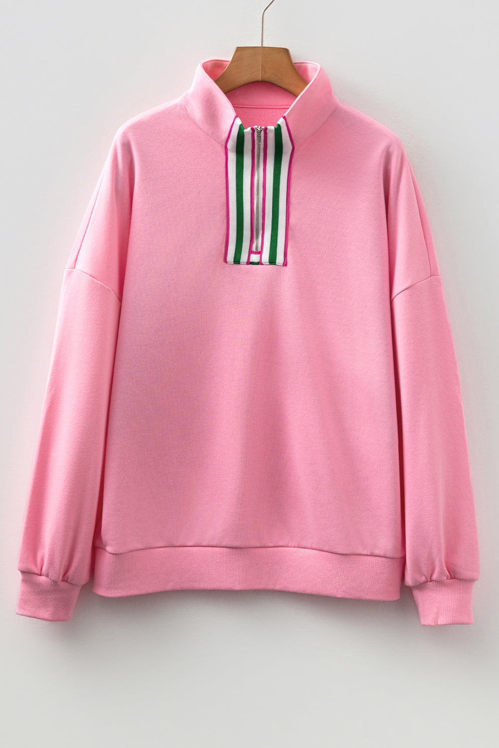Threaded Pear Felitina Patchwork Zip Collar Pullover
