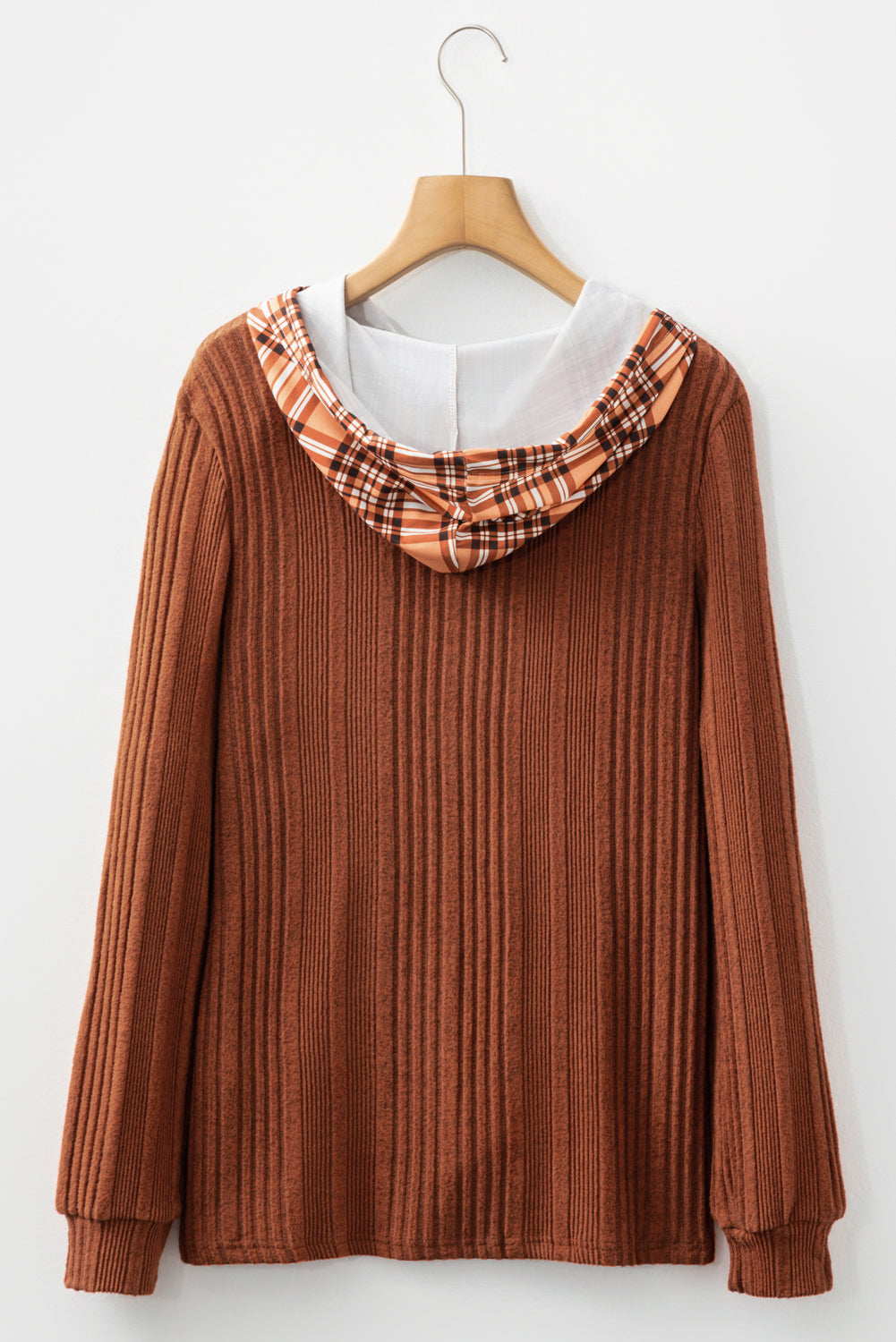 Threaded Pear Mya Knit Drawstring Hooded Top