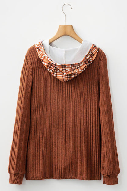 Threaded Pear Mya Knit Drawstring Hooded Top