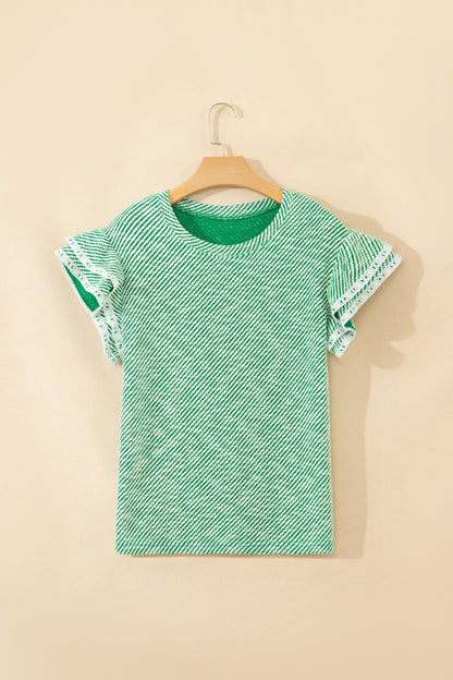 Threaded Pear Elisabeth Ruffled Short Sleeve Blouse