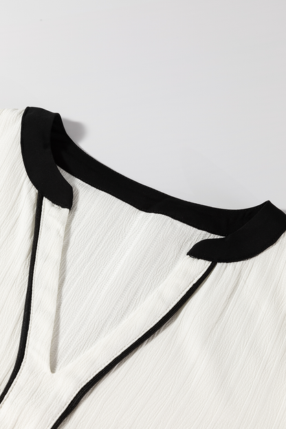 Threaded Pear Ramila Textured Colorblock Elegant Blouse