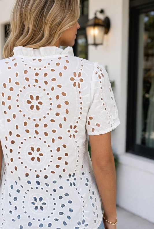 Ila Hollow Out Blouse - L - 12/14 / White