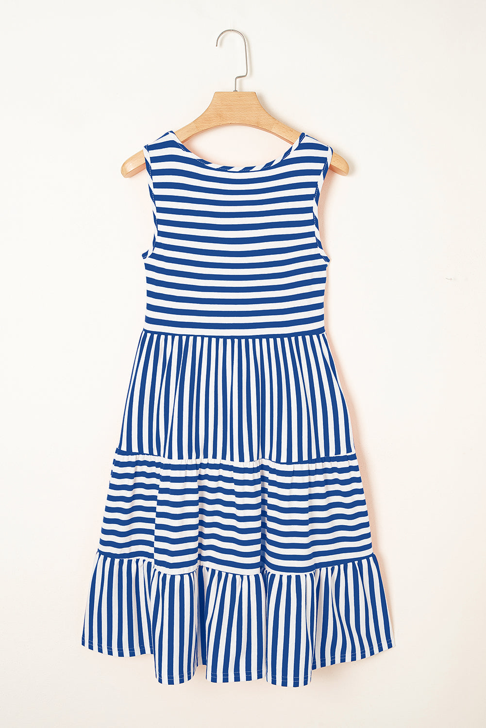 Threaded Pear Ellie Stripe U Neck Sleeveless Loose Fit Mini Dress