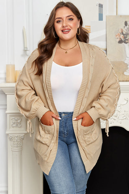 Threaded Pear Leilany Tie Sleeve Open PLUS Cardigan